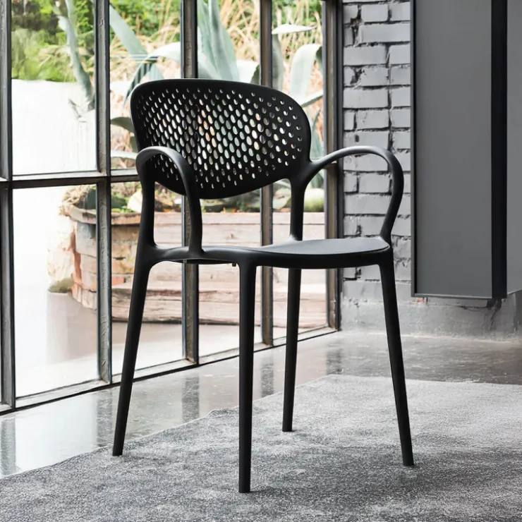 Chaise De Cuisine|Chaise De Salle à Manger*Abby Connubia® Fauteuil empilable en polypropylène recyclé avec dossier microperforé