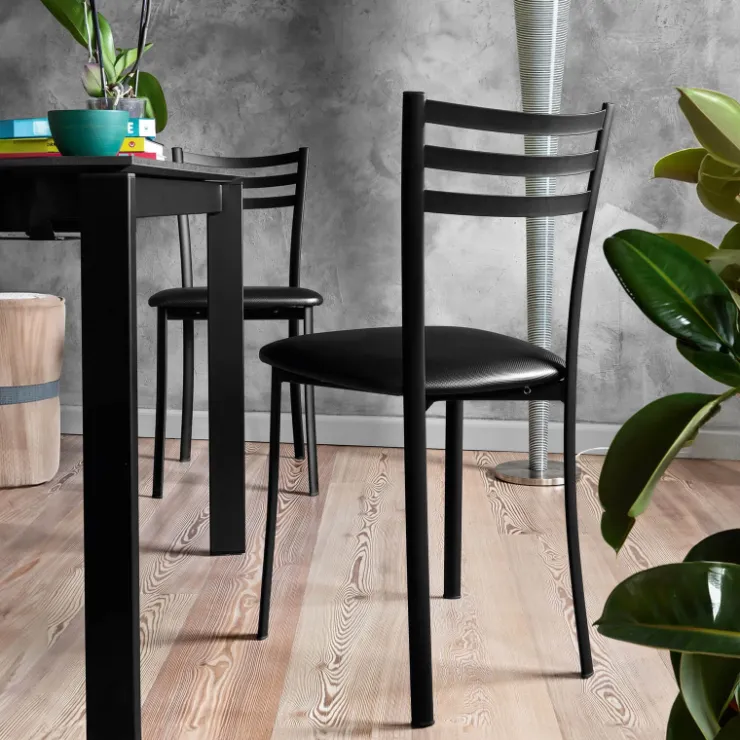 Chaise De Cuisine*Ace 1320 Chaise de cuisine en métal avec assise en simili rembourrée