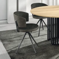 Perfecta Chaise De Salle à Manger|Chaise De Bureau*Adagio Chaise moderne pivotante en tissu et pieds métal