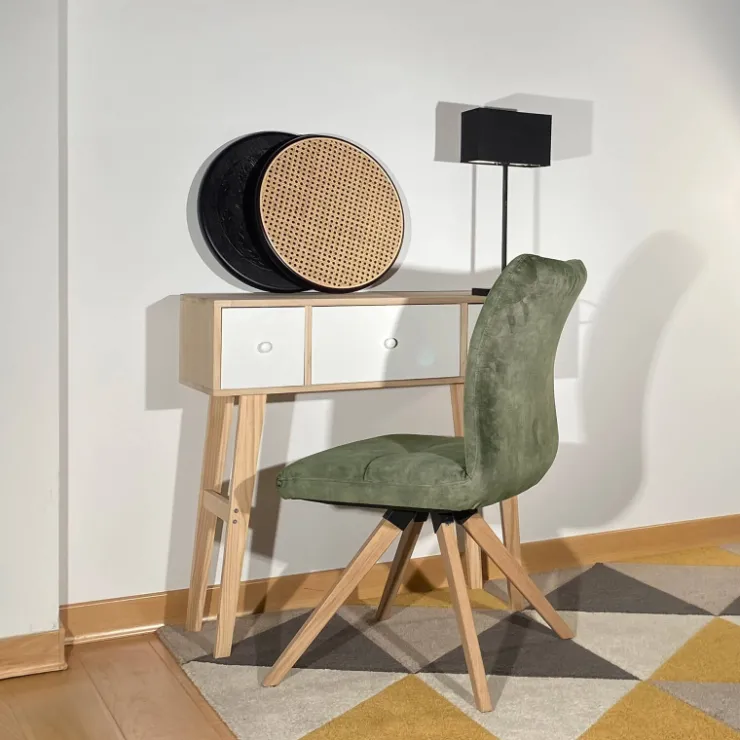 Chaise De Salle à Manger|Chaise De Bureau*Adèle Chaise en tissu pivotante confortable avec pieds bois