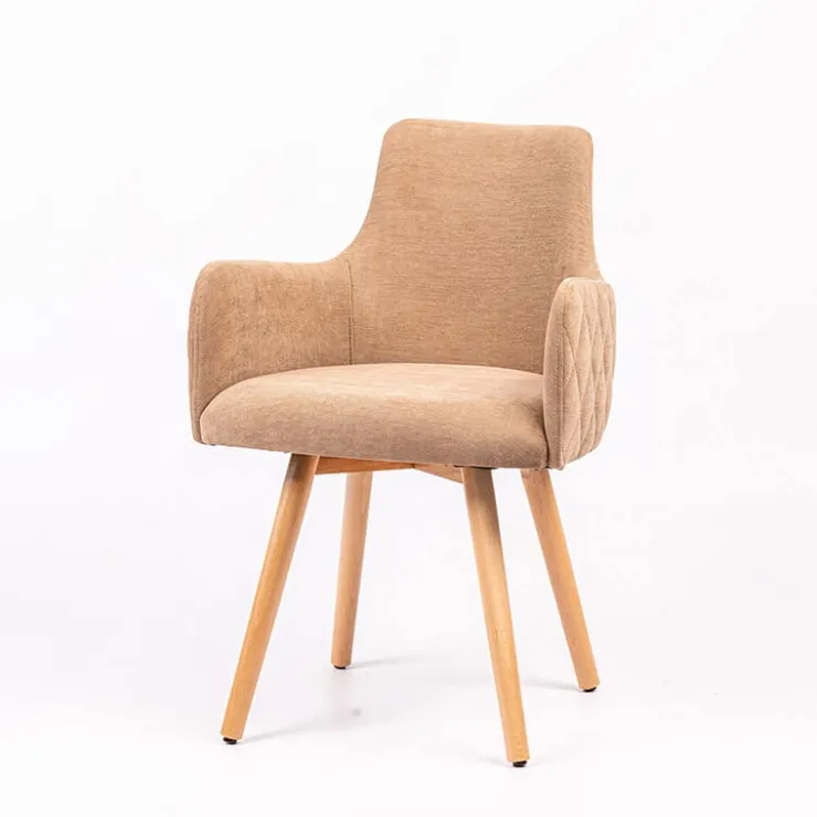 Sessio Chaise De Salle à Manger|Chaise Salon*Anders diamant Fauteuil en tissu dos matelassé et pieds en bois
