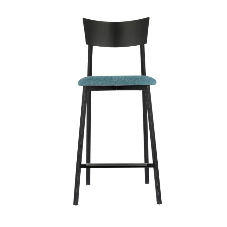 Carrier Tabouret Snack (assise +/- 65 Cm)|Tabouret De Bar (assise +/- 80 Cm)*Anémone ® Tabouret snack français avec assise en tissu rembourrée et dossier métal