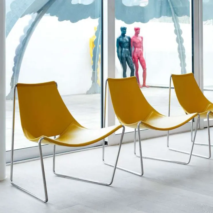 Midj Chaise Salon|Chaise Pour Chambre*Apelle ® Chaise transat design en croûte de cuir et métal