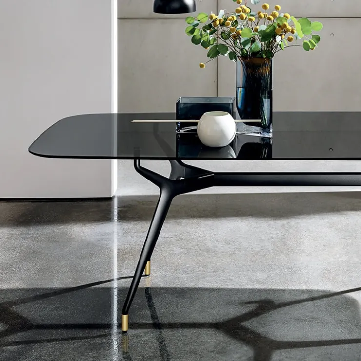 Sovet Italia Table De Salle à Manger*Arkos Sovet® Table design rectangulaire en verre avec bords arrondis