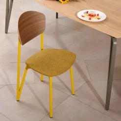 Carrier Chaise De Salle à Manger|Chaise Salon*Artémis ® Chaise design française assise en tissu, dossier bois et pieds en métal