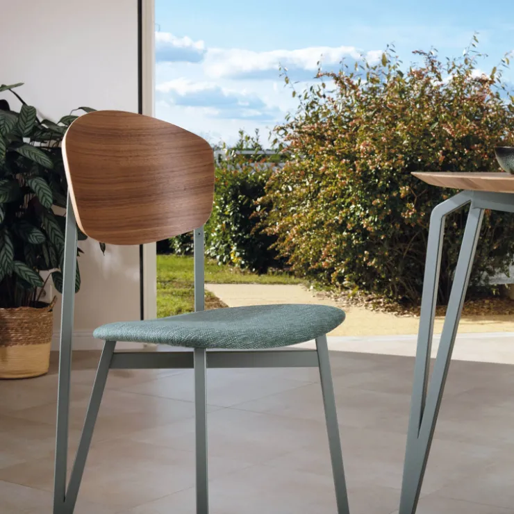 Carrier Chaise De Salle à Manger|Chaise Salon*Artémis ® Chaise design française assise en tissu, dossier bois et pieds en métal