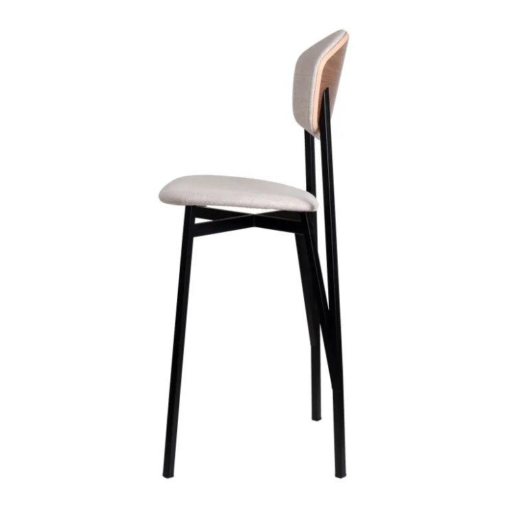 Carrier Tabouret Snack (assise +/- 65 Cm)|Tabouret De Bar (assise +/- 80 Cm)*Artémis ® Tabouret snack design français assise et dossier en tissu dos en bois et pieds en métal