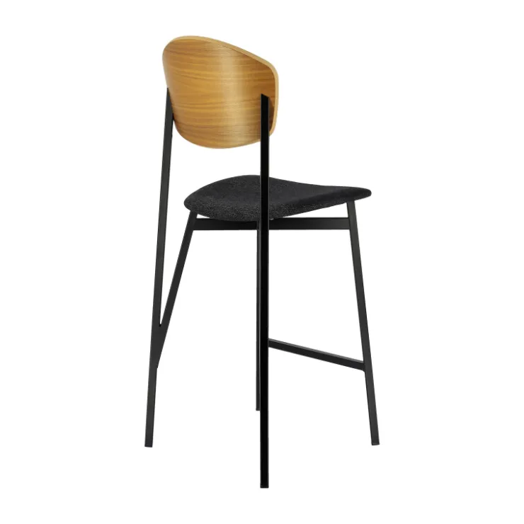 Carrier Tabouret Snack (assise +/- 65 Cm)|Tabouret De Bar (assise +/- 80 Cm)*Artémis ® Tabouret snack design français assise en tissu dossier bois et pieds en métal