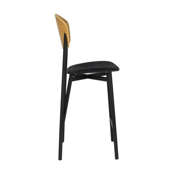 Carrier Tabouret Snack (assise +/- 65 Cm)|Tabouret De Bar (assise +/- 80 Cm)*Artémis ® Tabouret snack design français assise en tissu dossier bois et pieds en métal