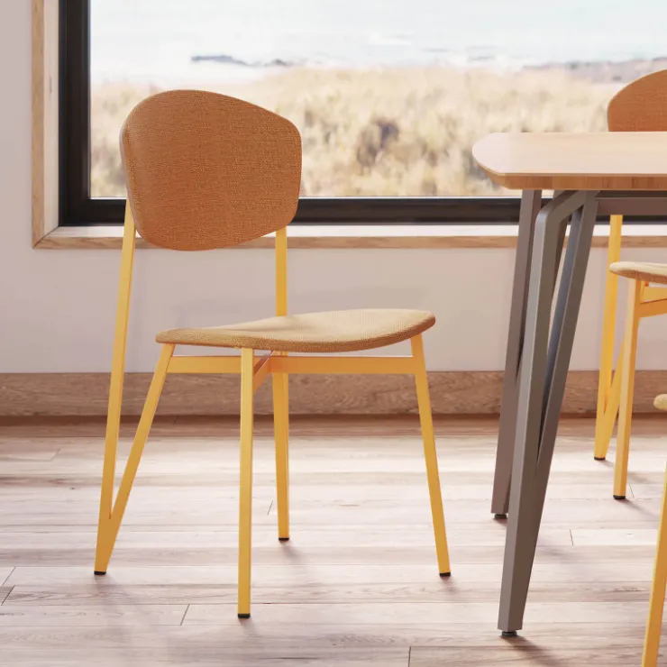 Carrier Chaise De Salle à Manger|Chaise Salon*Artémis XL ® Chaise design française avec assise en tissu, dos du dossier bois et pieds en métal