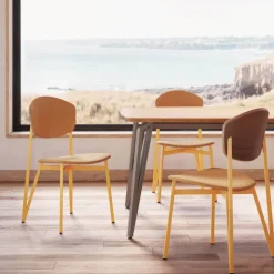 Carrier Chaise De Salle à Manger|Chaise Salon*Artémis XL ® Chaise design française avec assise en tissu, dos du dossier bois et pieds en métal
