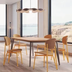 Carrier Chaise De Salle à Manger|Chaise Salon*Artémis XL ® Chaise design française avec assise en tissu, dos du dossier bois et pieds en métal