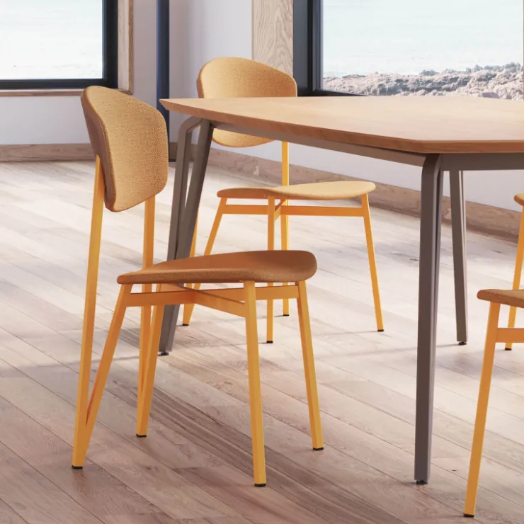 Carrier Chaise De Salle à Manger|Chaise Salon*Artémis XL ® Chaise design française avec assise en tissu, dos du dossier bois et pieds en métal