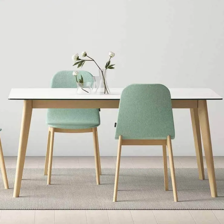 Cancio Table De Salle à Manger*Atlas Table scandinave en céramique avec pieds bois