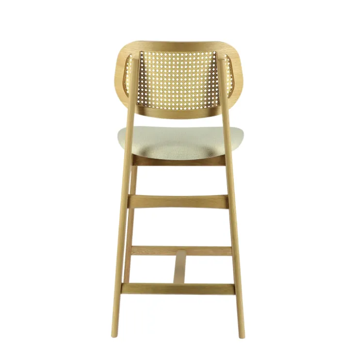 Tabouret Snack (assise +/- 65 Cm)|Tabouret De Bar (assise +/- 80 Cm)*AugustinTabouret snack avec dossier en cannage et assise en tissu