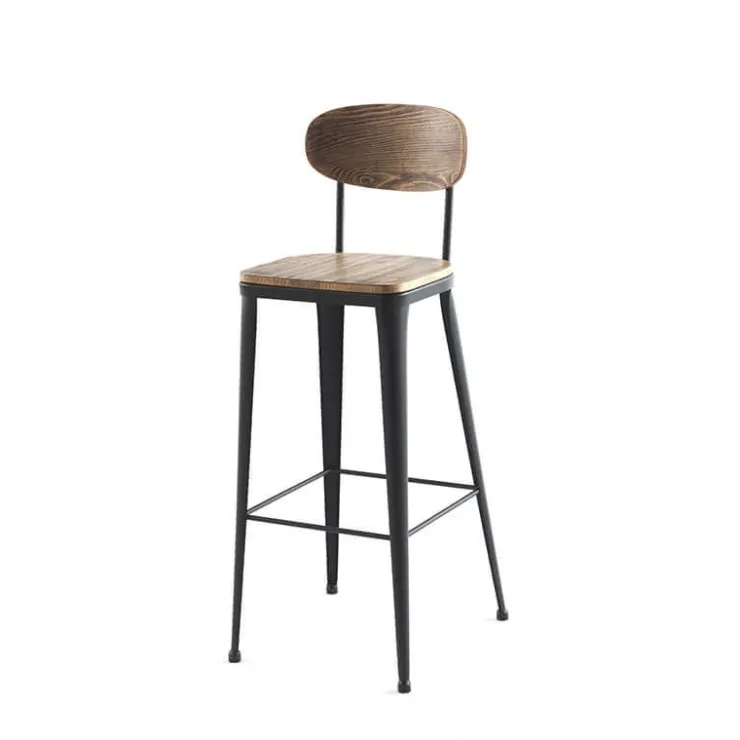 Jayso Tabouret Snack (assise +/- 65 Cm)|Tabouret De Bar (assise +/- 80 Cm)*Austin Tabouret îlot central en bois et métal