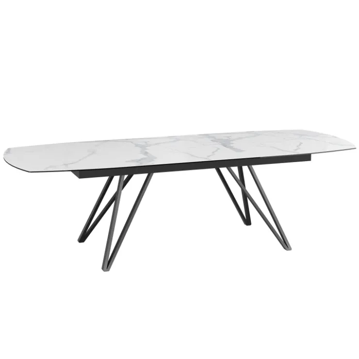 Akante Table De Salle à Manger*BabyloneTable en céramique extensible avec pieds design en métal noir