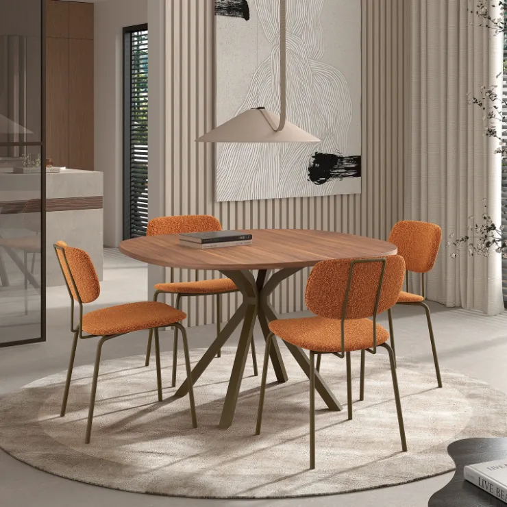 Perfecta Chaise De Salle à Manger*Bistro Chaise de séjour inspiration rétro en tissu avec pieds en métal