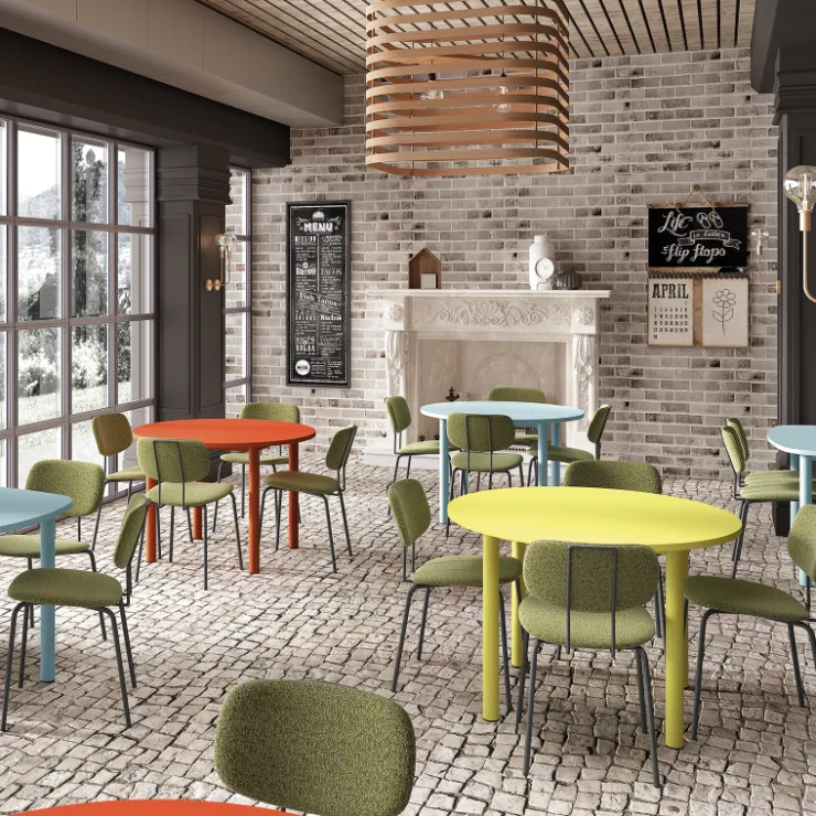 Perfecta Chaise De Salle à Manger*Bistro Chaise de séjour inspiration rétro en tissu avec pieds en métal