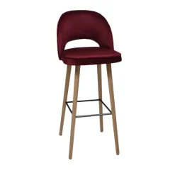Sessio Tabouret De Bar (assise +/- 80 Cm)*Bistrot Tabouret de bar en tissu dossier ajouré avec pieds en bois