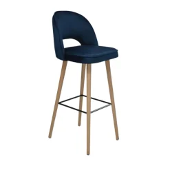 Sessio Tabouret De Bar (assise +/- 80 Cm)*Bistrot Tabouret de bar en tissu dossier ajouré avec pieds en bois