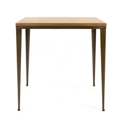 Jayso Table De Cuisine*Bolonia AM412 Table industrielle carrée en métal et bois