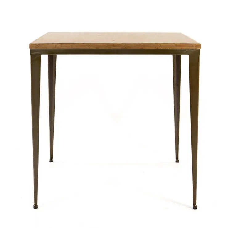 Jayso Table De Cuisine*Bolonia AM412 Table industrielle carrée en métal et bois