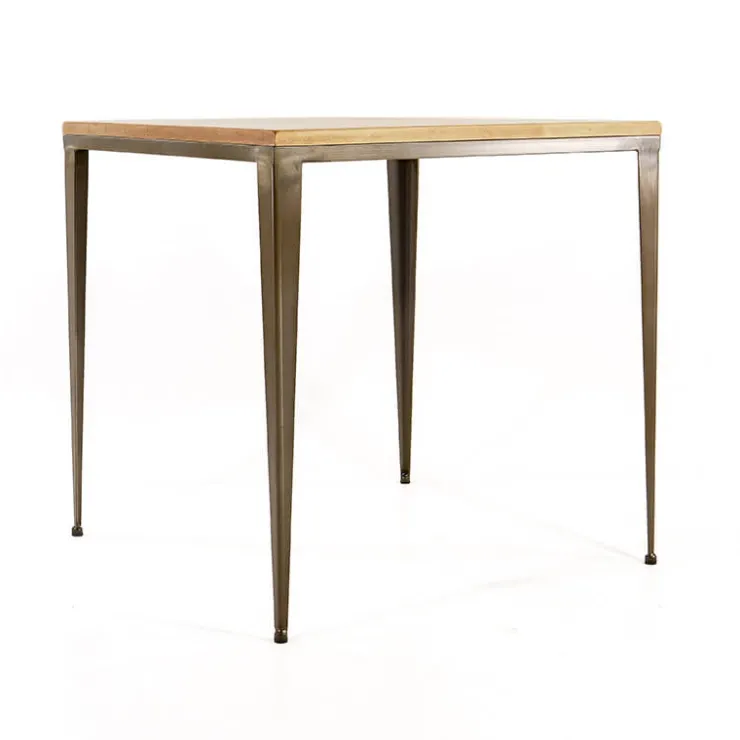 Jayso Table De Cuisine*Bolonia AM412 Table industrielle carrée en métal et bois