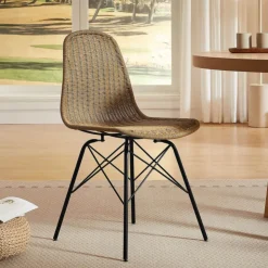 Chaise De Salle à Manger|Chaise Salon*BornéoChaise tressée bohème avec pieds Eiffel