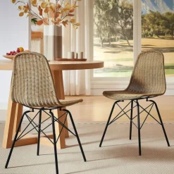 Chaise De Salle à Manger|Chaise Salon*BornéoChaise tressée bohème avec pieds Eiffel