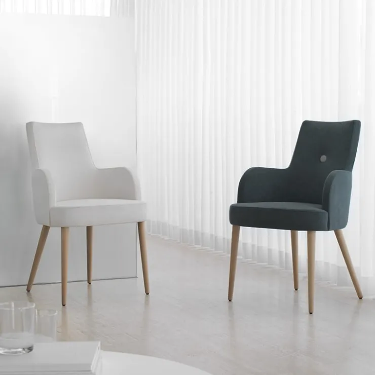 Lujosa Chaise De Salle à Manger|Chaise Salon*Brisa Bridge Fauteuil confortable en tissu et pieds bois