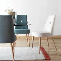 Lujosa Chaise De Salle à Manger|Chaise Salon*Brisa Chaise confortable en tissu pieds bois