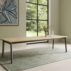 Perfecta Table De Salle à Manger*Bérénice Table extensible en mélaminé chêne naturel avec pieds en métal noir