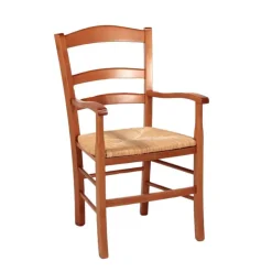 Chaise De Cuisine|Chaise De Salle à Manger*Brocéliande Fauteuil en bois rustique et paille