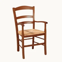 Chaise De Cuisine|Chaise De Salle à Manger*Brocéliande Fauteuil en bois rustique et paille