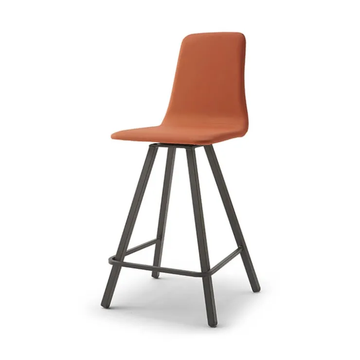 Europea Tabouret Snack (assise +/- 65 Cm)|Tabouret De Bar (assise +/- 80 Cm)*Carlos Tabouret snack pivotant rembourré avec pieds en métal