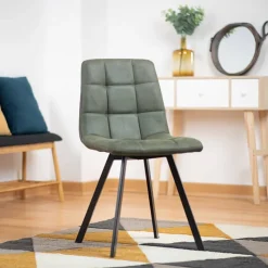 Chaise Salon|Chaise Pour Chambre*CarviChaise moderne matelassée en tissu avec pied en métal