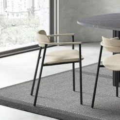 Perfecta Chaise De Salle à Manger|Fauteuil De Salon*Cassis Fauteuil moderne en tissu avec accoudoirs et pieds en métal