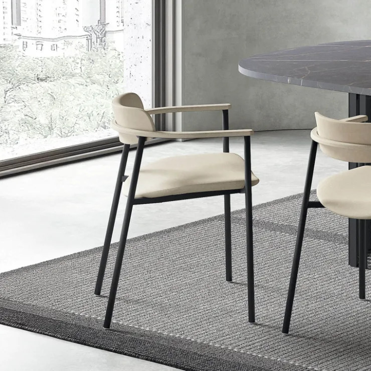 Perfecta Chaise De Salle à Manger|Fauteuil De Salon*Cassis Fauteuil moderne en tissu avec accoudoirs et pieds en métal