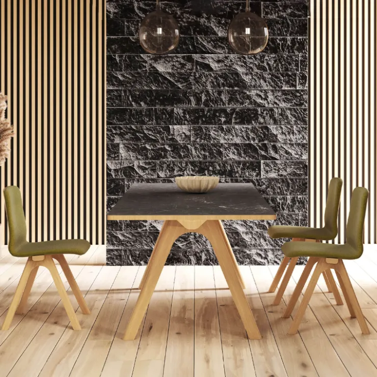 Dasras Table De Salle à Manger*Chevron Table de designer en céramique et bois