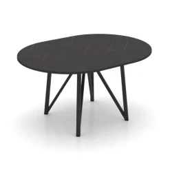 Perfecta Table De Salle à Manger*Clair de Lune Table ronde extensible en stratifié imitation marbre avec pieds en métal anthracite