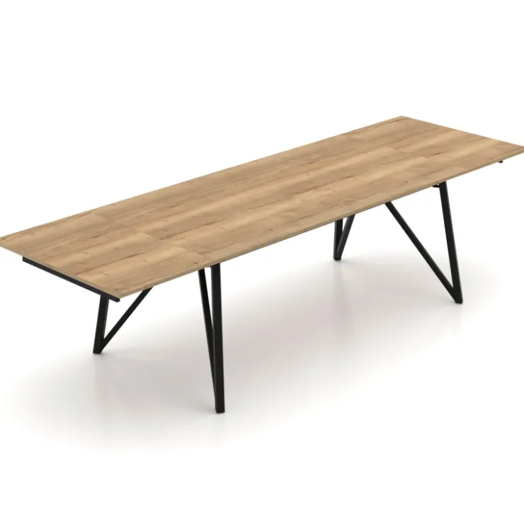 Perfecta Table De Salle à Manger*Claire Table design extensible en mélaminé imitation chêne naturel avec pieds en métal noir