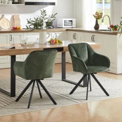 Chaise De Salle à Manger|Chaise De Bureau*ClaudieFauteuil cosy pivotant en tissu avec pieds en métal