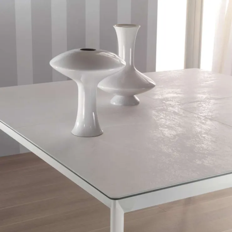 Dexo Table De Salle à Manger*Cocoon Table carrée extensible en céramique et pieds en métal