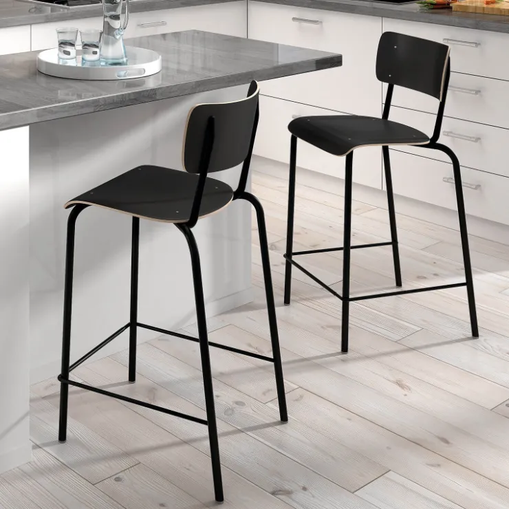 Perfecta Tabouret Snack (assise +/- 65 Cm)|Tabouret De Bar (assise +/- 80 Cm)*Collège Tabouret snack vintage avec dossier en bois et métal