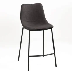 Tabouret Snack (assise +/- 65 Cm)|Tabouret De Bar (assise +/- 80 Cm)*CoqueTabouret snack coque en tissu gris et pieds en métal noir