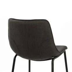 Tabouret Snack (assise +/- 65 Cm)|Tabouret De Bar (assise +/- 80 Cm)*CoqueTabouret snack coque en tissu gris et pieds en métal noir