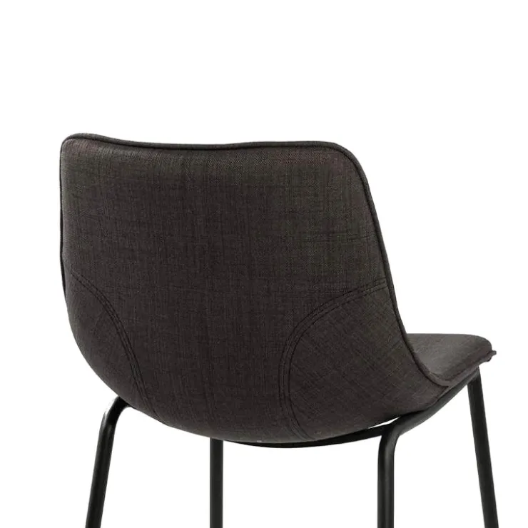 Tabouret Snack (assise +/- 65 Cm)|Tabouret De Bar (assise +/- 80 Cm)*CoqueTabouret snack coque en tissu gris et pieds en métal noir