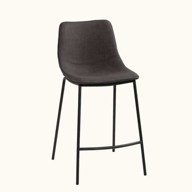 Tabouret Snack (assise +/- 65 Cm)|Tabouret De Bar (assise +/- 80 Cm)*CoqueTabouret snack coque en tissu gris et pieds en métal noir