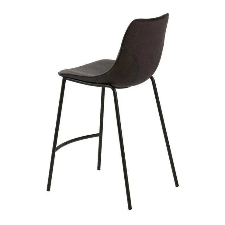 Tabouret Snack (assise +/- 65 Cm)|Tabouret De Bar (assise +/- 80 Cm)*CoqueTabouret snack coque en tissu gris et pieds en métal noir